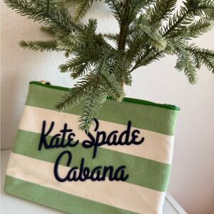 💚- Kate Spade Green and White Striped Pouch